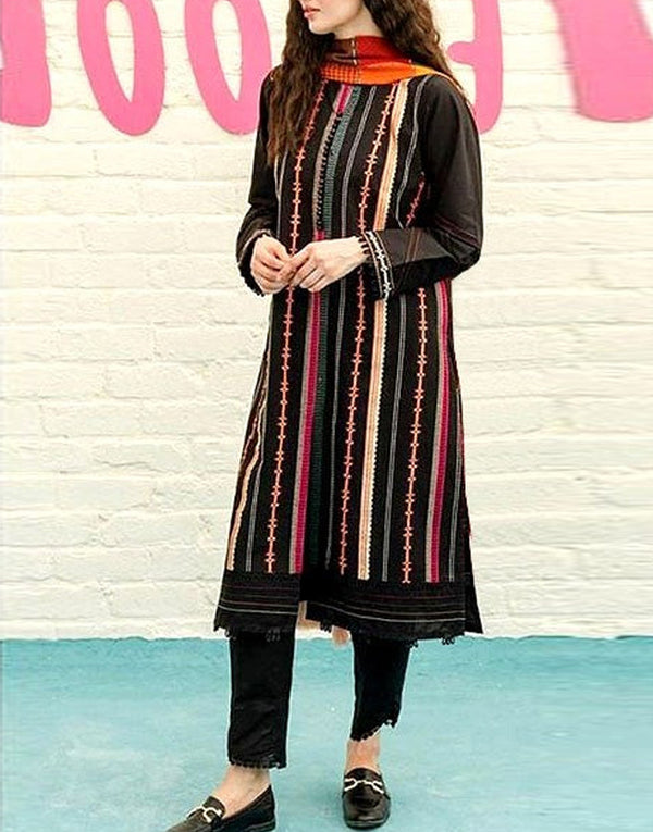 Adorable 2-Piece Embroidered Black Lawn Dress