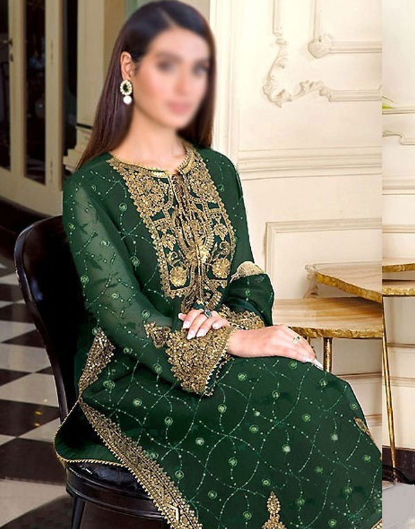 2-Piece Sequins Embroidered Lawn Dress