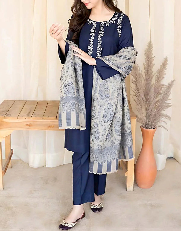 Heavy Embroidered Lawn Dress with Diamond Organza Dupatta