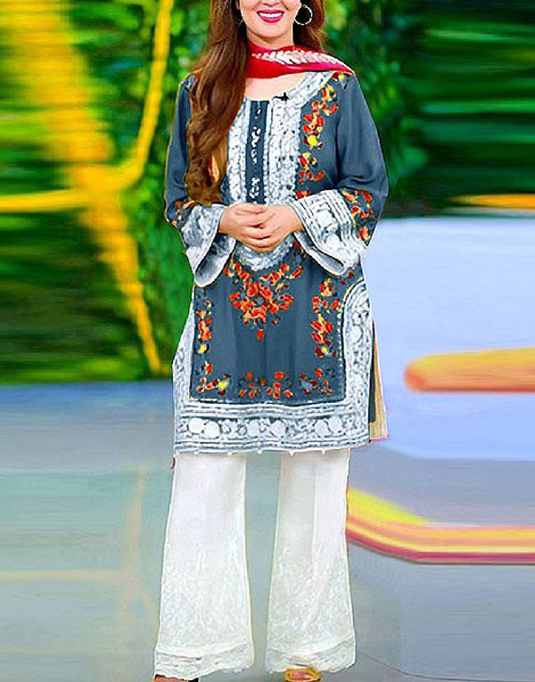 Elegant 2-Piece Embroidered Linen Dress