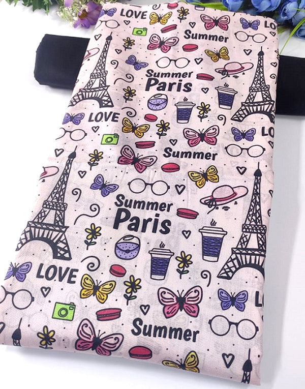 2-Piece Newspaper Print Cotton Lawn Dress