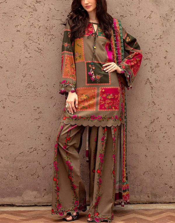 Trendy All-Over Print 3-Piece Lawn Dress with Soft Chiffon Dupatta