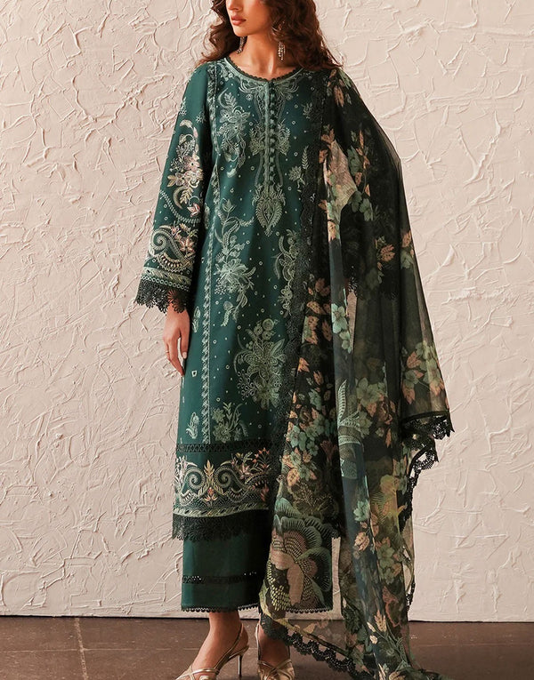 Afrozeh Luxury Chikankari Lawn Suit | Viridian