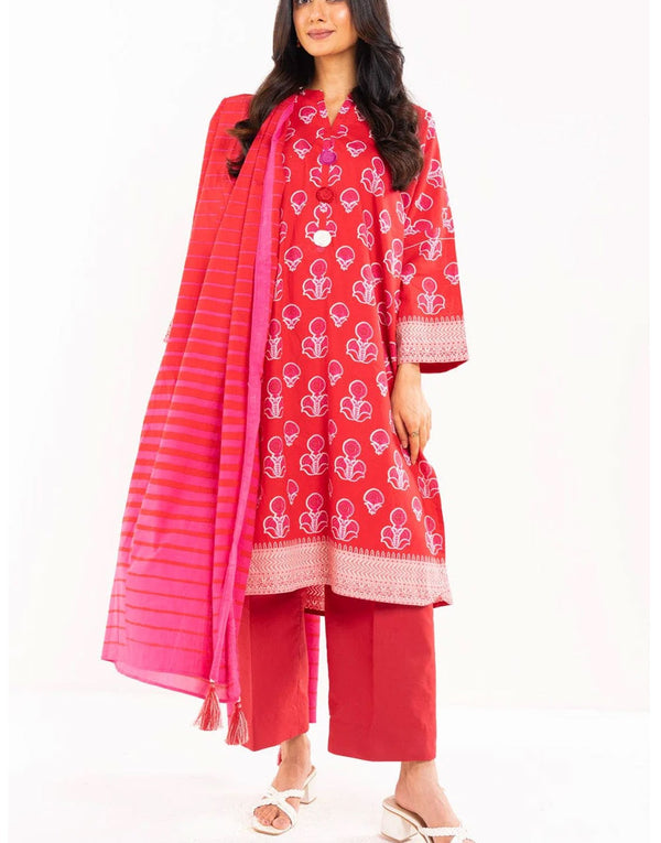 AlKaram Unstitched 3 Piece Printed Lawn Dress | SS-17-24-Red
