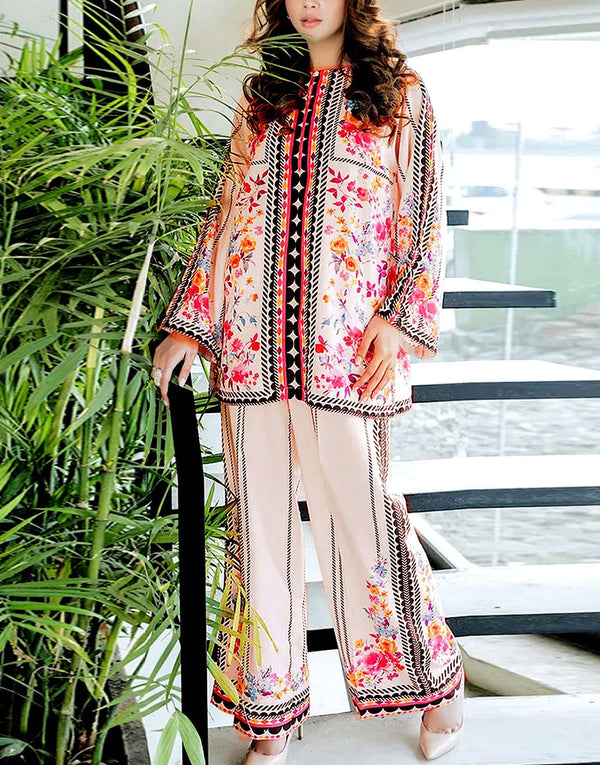 IB Angan All-Over Digital Print 3-Piece Khaddar Dress