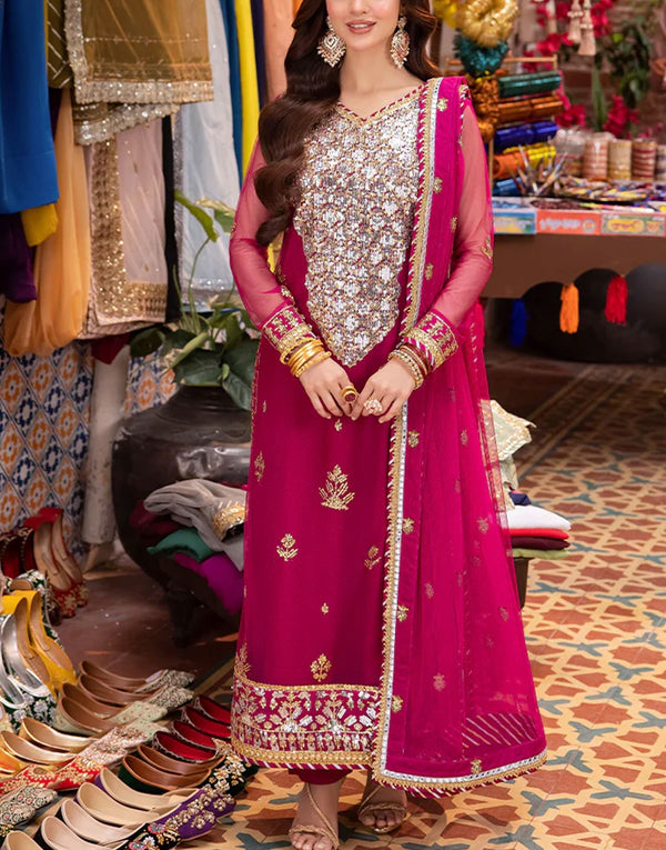 Asim Jofa Formal Net Party Wear Dress | AJEM-03