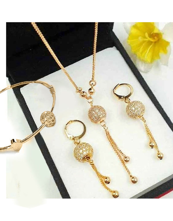 Adorable Ball Shaped Zircon Jewelry Set with Bracelet & Earrings
