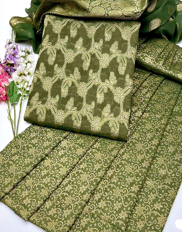 Banarsi Style Cotton Jacquard Dress with Cotton Jacquard Dupatta