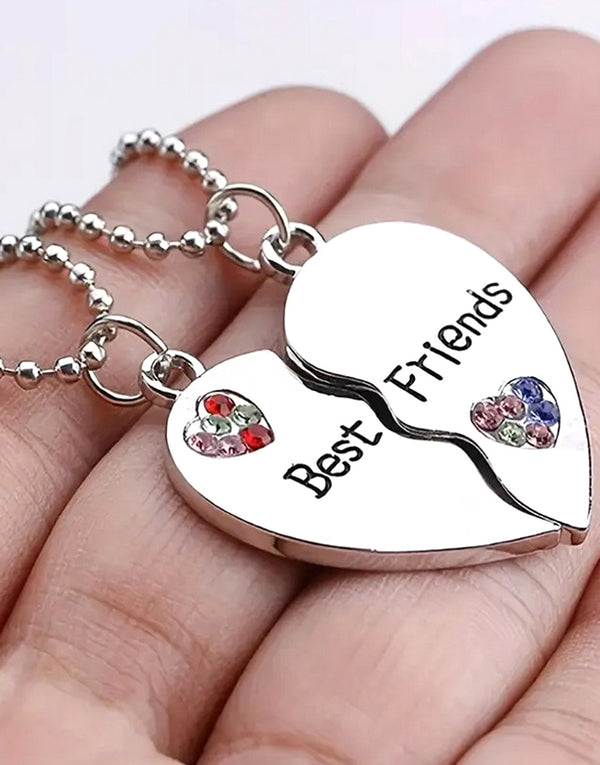 Pack of 2 Best Friends Heart Pendant Necklace - A Friendship Jewellery Gift