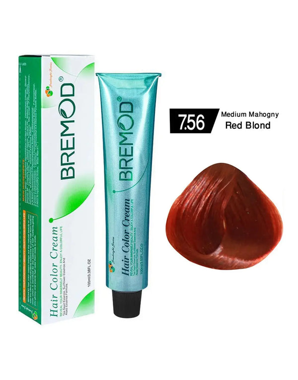 Bremod Hair Color Medium Mahogany Red Blond 7.56