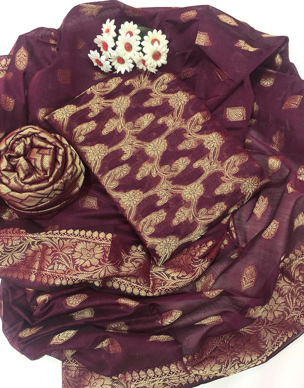 Banarsi Style Cotton Jacquard Dress with Cotton Jacquard Dupatta