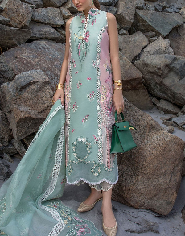 Crimson 3 Piece Embroidered Lawn Dress | Sun Kissed - Sea Foam