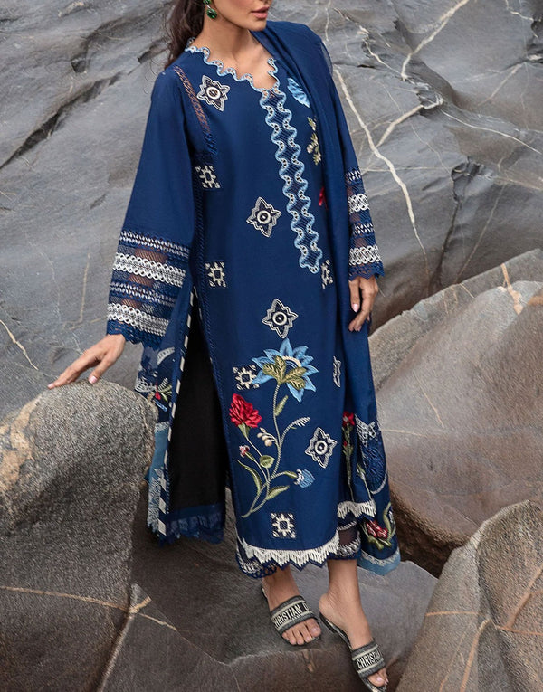 Crimson Luxury Midnight Blue Lawn Suit | Into The Wild - Midnight Blue