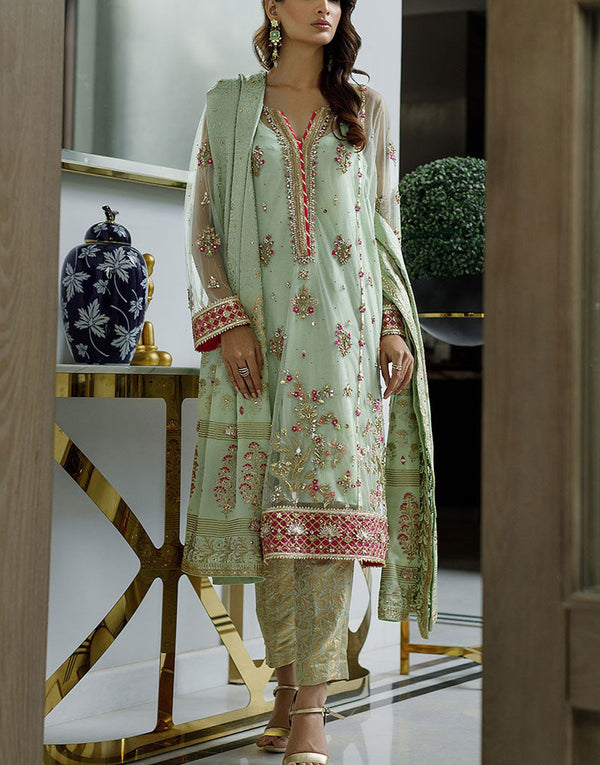 Deepak Perwani Luxury Formal Net Party Wear Dress | KTD4063