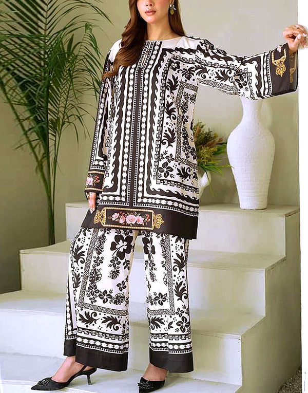 2-Piece Digital Print Swiss Lawn Dress