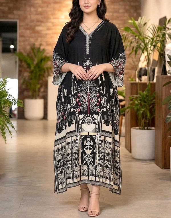 Digital Print Viscose Long Kaftan Shirt for Girls
