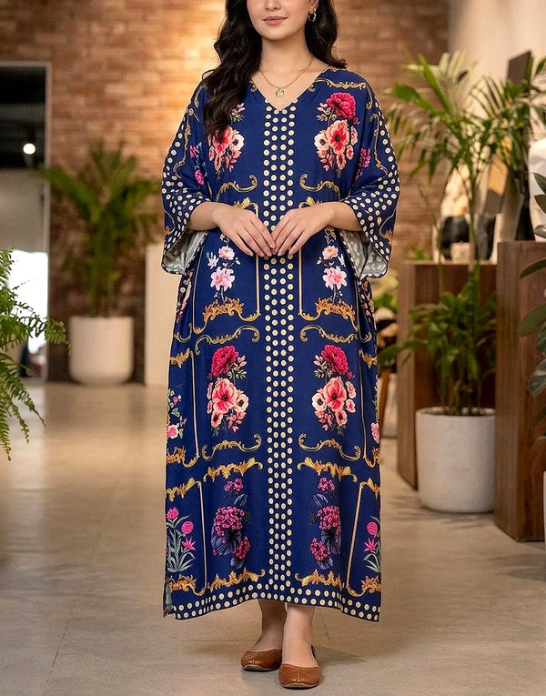 Digital Print Viscose Long Kaftan Shirt for Girls