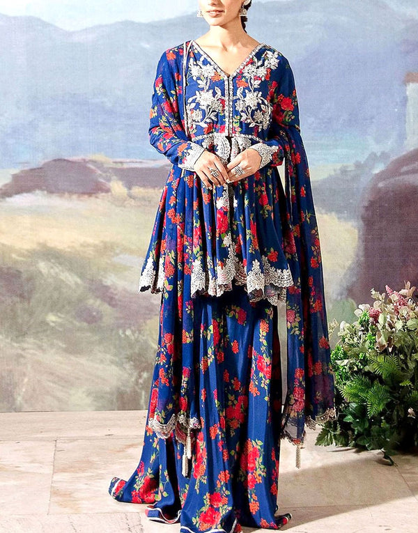 Digital All-Over Print Karandi Dress with Karandi Dupatta