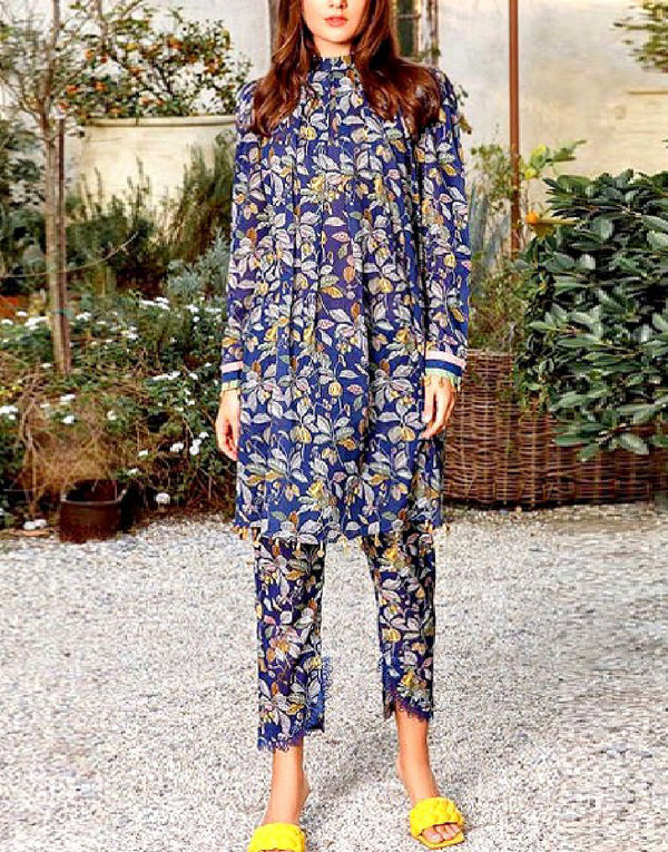 Digital All-Over Print Lawn Dress with Diamond Dupatta