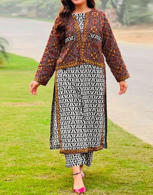 All-Over Digital Print Lawn Suit with Swiss Zari Dupatta