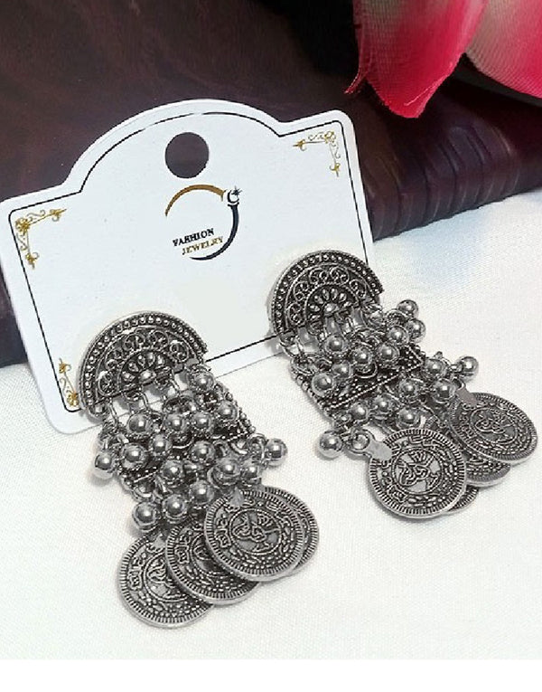 Elegant Silver Coins Shape Fashion Earrings