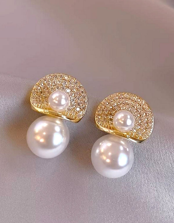 Imitation Pearl Geometric Design Zinc Alloy Earrings