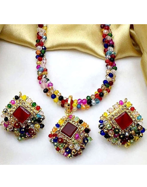 Elegant Mala Necklace Set with Earrings