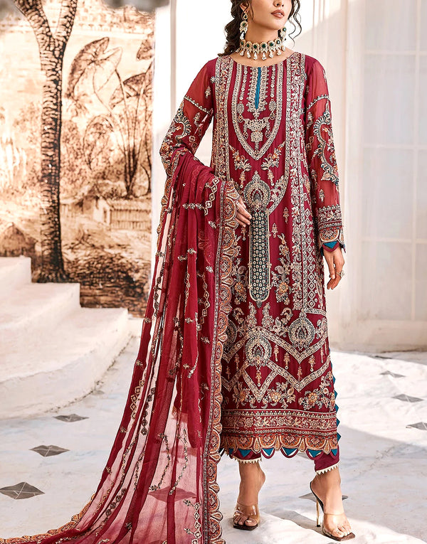 Luxury Heavy Embroidered Chiffon Wedding Dress