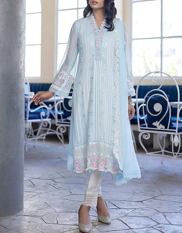 Heavy Embroidered Formal Chiffon Party Dress