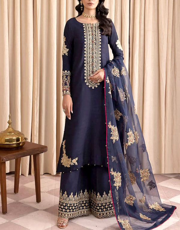 Fancy Embroidered Chiffon Party Wear Dress with Organza Dupatta