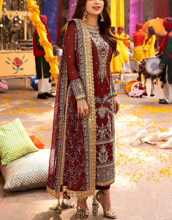 Fancy Embroidered Chiffon Party Wear Dress