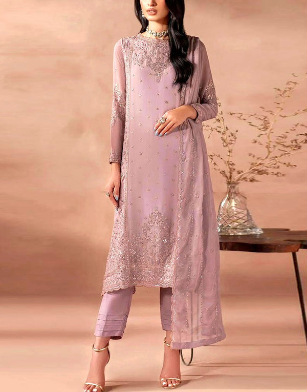 Handwork Heavy Embroidered Chiffon Party Wear Dress