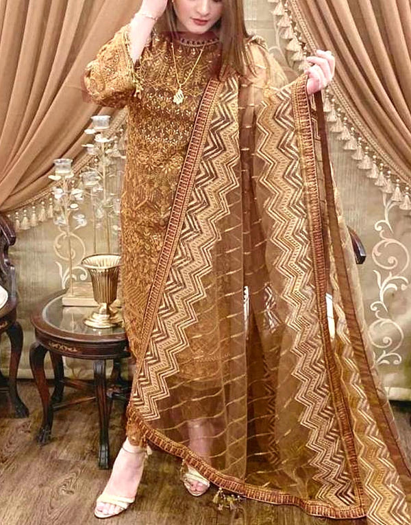 Heavy Embroidered Formal Chiffon Party Wear Dress
