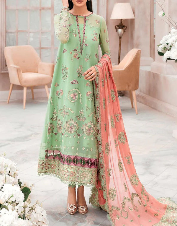 Handwork Heavy Embroidered Chiffon Wedding Dress