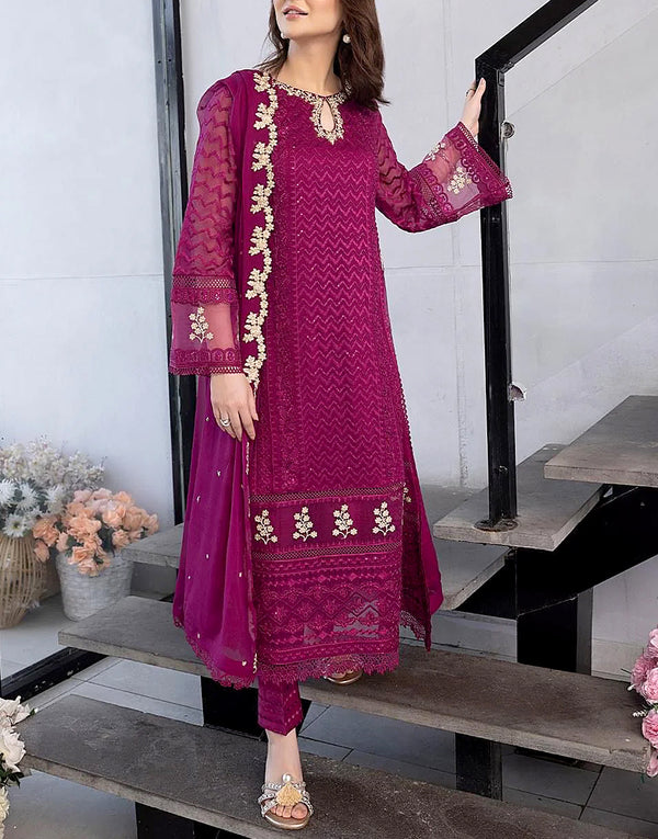 Luxury Heavy Embroidered Chiffon Wedding Dress