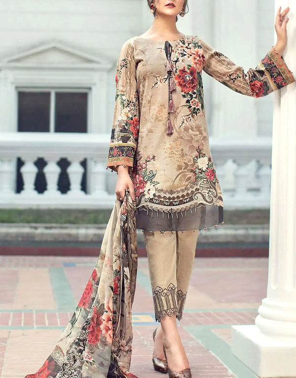 Embroidered Dhanak Dress with Dhanak Shawl Dupatta