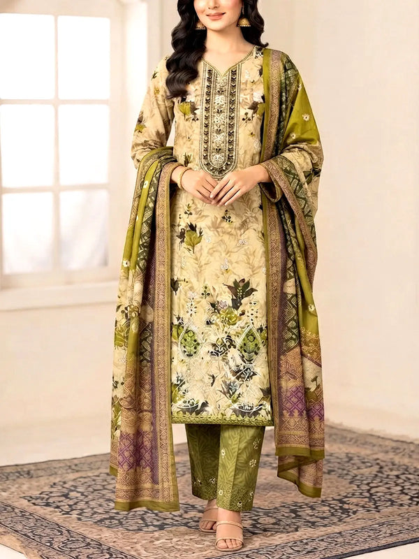 Elegant Embroidered Dhanak Winter Dress 2026 with Dhanak Shawl