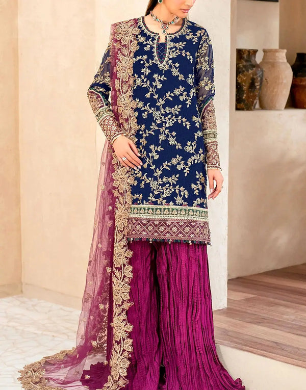 Designer-Inspired Heavy Embroidered Maroon Chiffon Party & Wedding Dress for Women