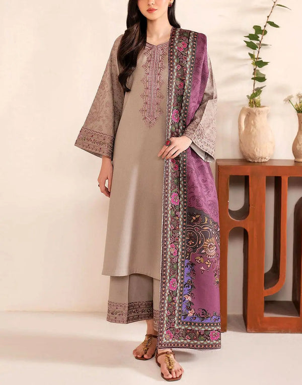Decent Embroidered EID Lawn Suit for Girls with Printed Diamond Dupatta