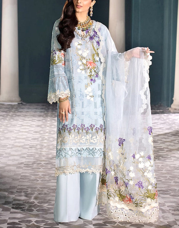 Luxury Schiffli Embroidered Lawn Dress with Embroidered Organza Dupatta
