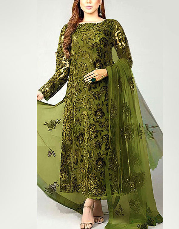 Luxury Embroidered Lawn Dress with Bamber Chiffon Dupatta