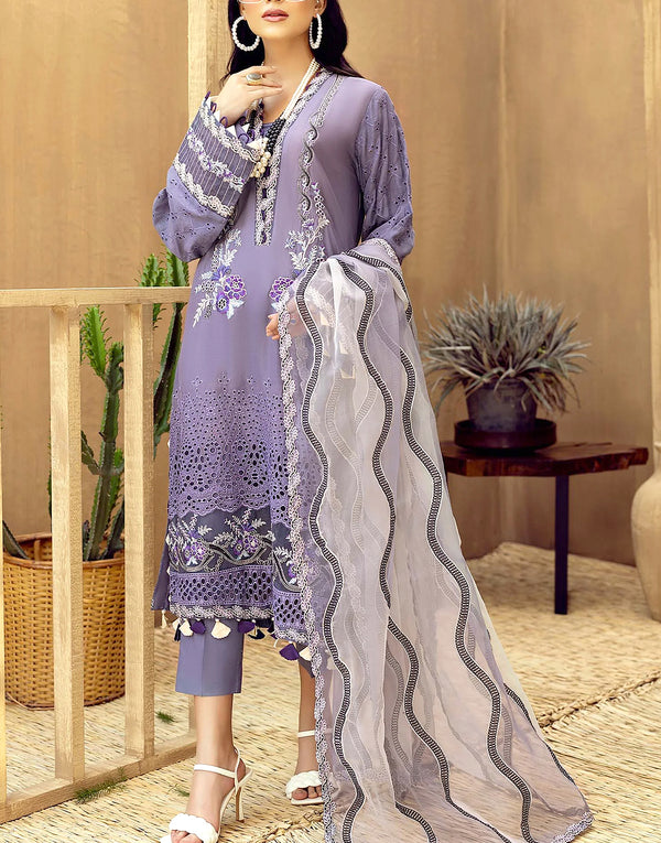 Luxury Schiffli Embroidered EID Lawn Dress with Embroidered Organza Dupatta