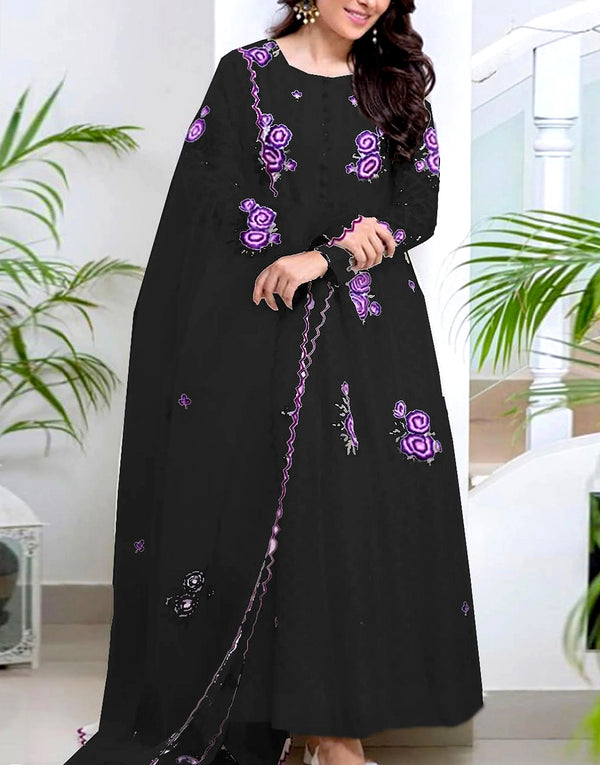 Heavy Embroidered Lawn Dress with Bamber Chiffon Dupatta
