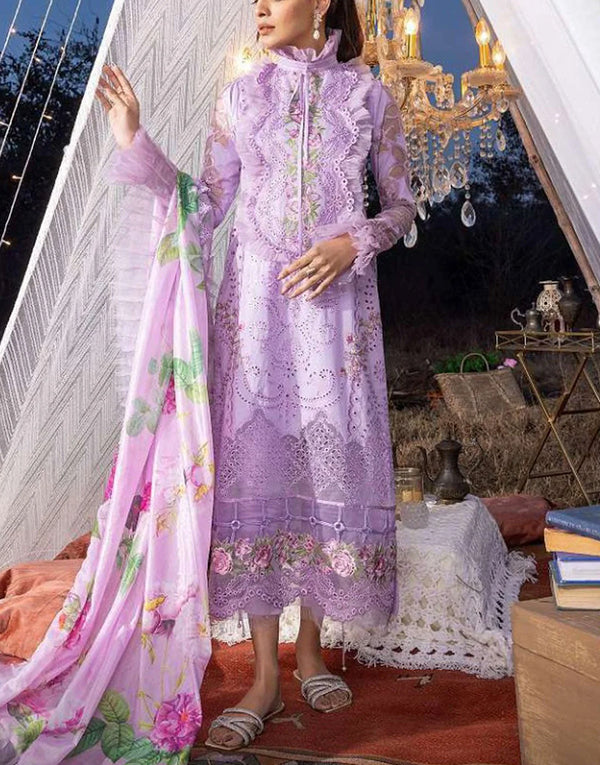 Luxury Schiffli Embroidered Lawn Dress with Digital Print Silk Dupatta