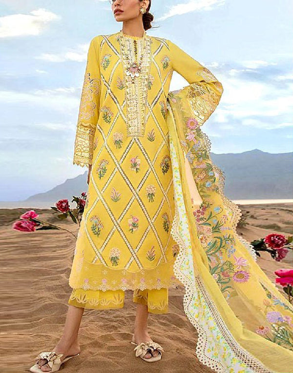 Luxury Schiffli Embroidered Lawn Dress with Embroidered Organza Dupatta