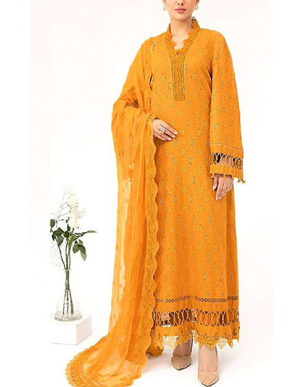Luxury Schiffli Embroidered Lawn Dress with Embroidered Chiffon Dupatta