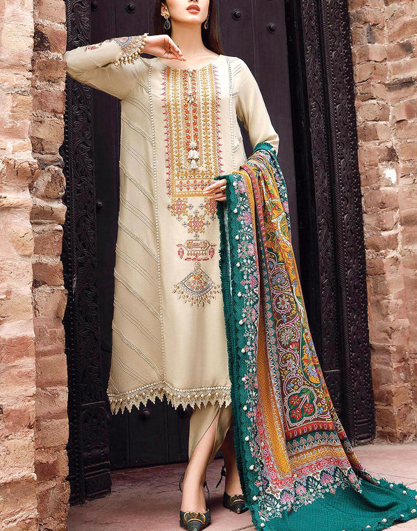 Heavy Embroidered Lawn Suit with Diamond Organza Dupatta