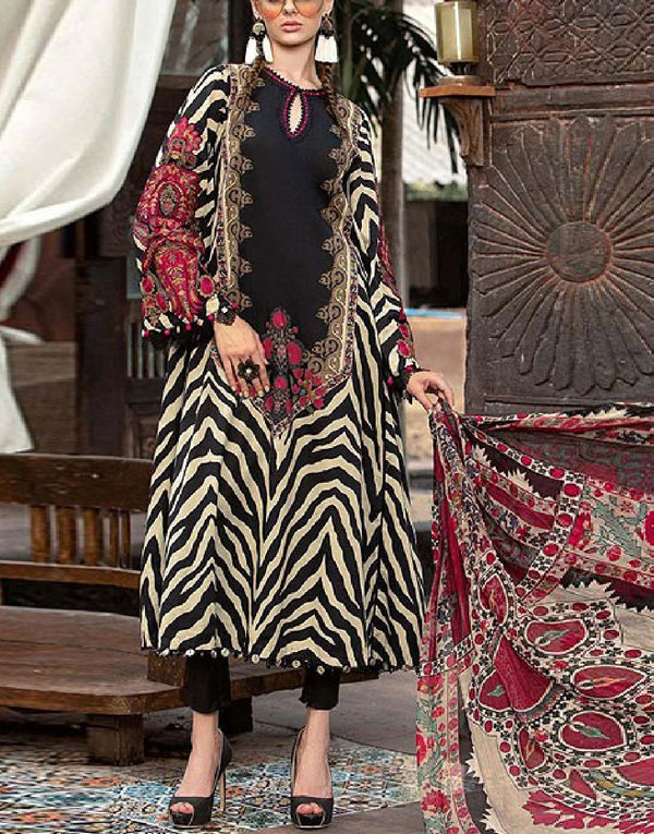 Trendy Embroidered Lawn Dress with Chiffon Dupatta