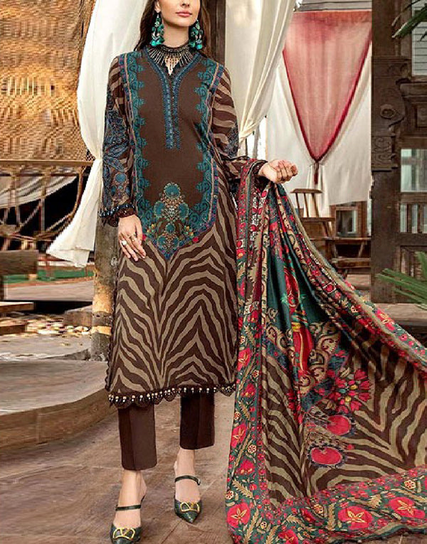 Trendy Embroidered Lawn Suit with Chiffon Dupatta