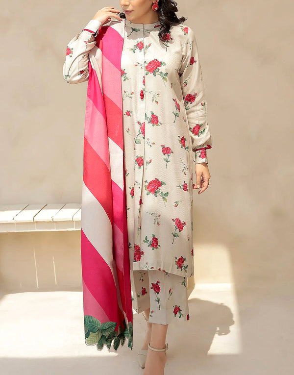 Heavy Embroidered Lawn Dress with Diamond Organza Dupatta